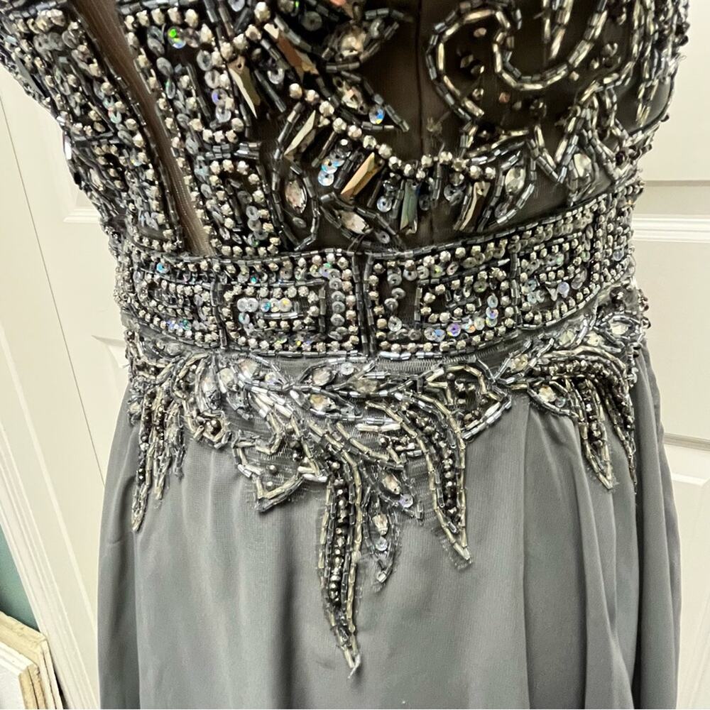 Jovani Beaded Dress Silver Prom Homecoming Formal Backless High Neck Juniors 10 - Picture 4 of 10